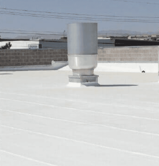 Representative white-coated commercial roof